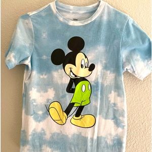 Youth Disney Size Medium 8 Blue Tie-Dye Mickey Mouse Graphic T-Shirt